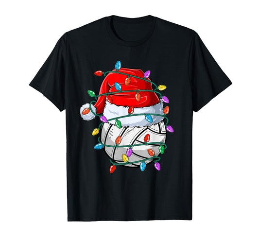 Christmas Volleyball Xmas Santa Sports Hat Ball Kids Boy Men T-Shirt