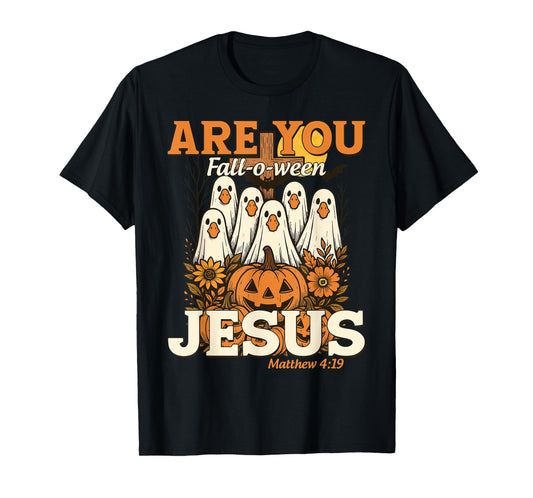 are You Fall-O-Ween Jesus Christian Halloween Pumpkins Goose T-Shirt