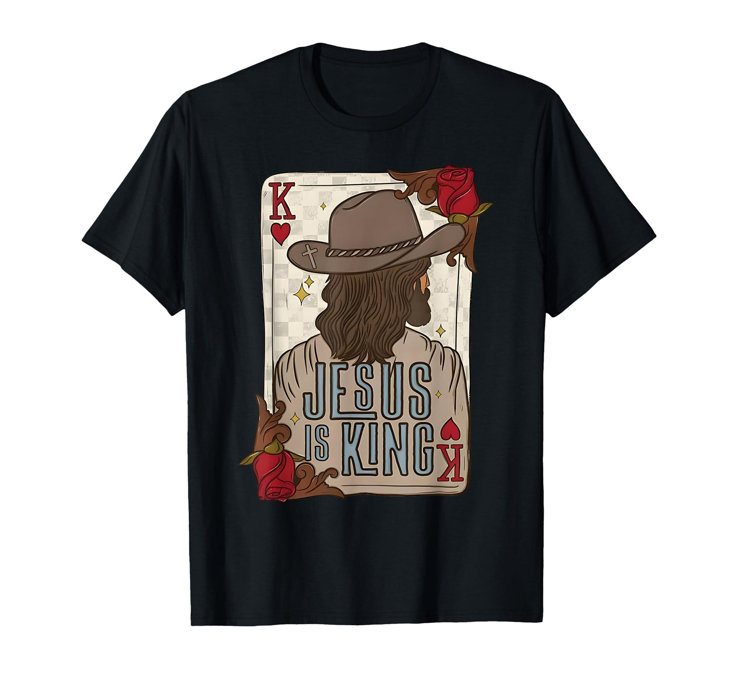 play card jesus is king christian cowboy western country T-Shirt