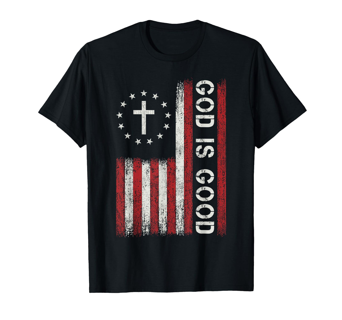 God Is Good Jesus Christian Bible Faith Cross Flag Religious T-Shirt