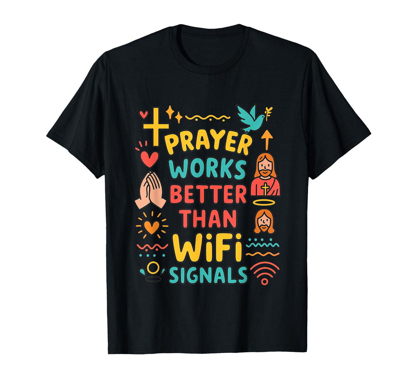 Faith Over WiFi Humor Christian Humor Prayer Quote Boys Kids T-Shirt