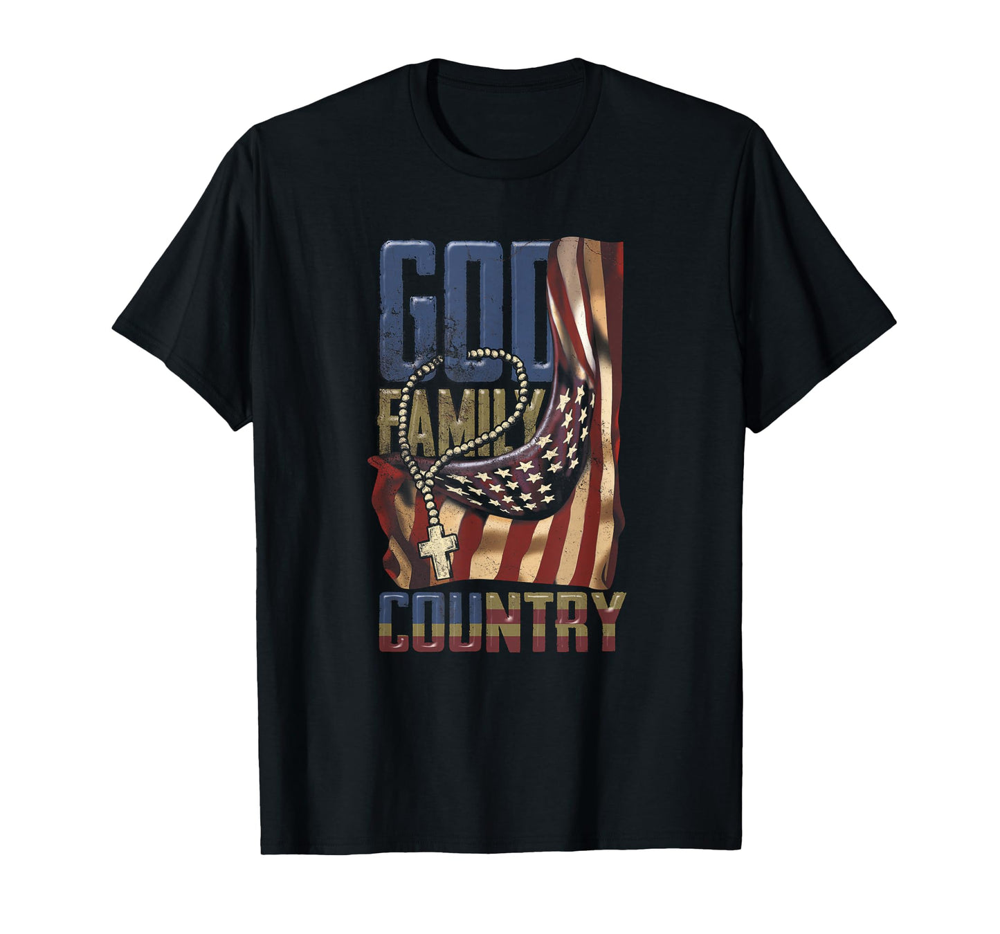 God Family Country US Flag Patriotic Christian Jesus T-Shirt