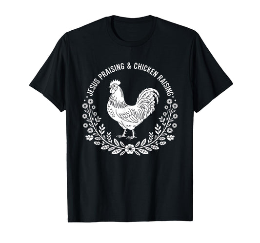 Cute Jesus Praising and Chicken Raising Mom Women Teen Girls T-Shirt