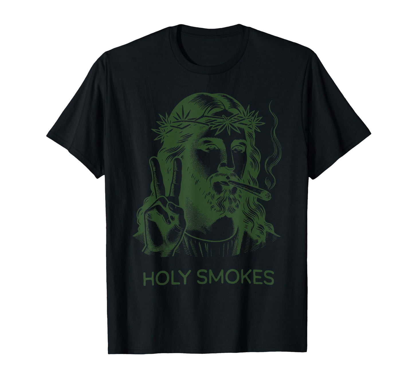 Retro Holy Smokes Jesus Marijuana Weed Cannabis Stoner 420 T-Shirt