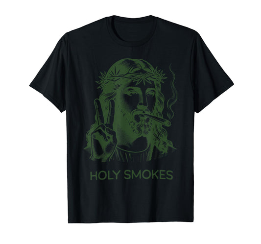 Retro Holy Smokes Jesus Marijuana Weed Cannabis Stoner 420 T-Shirt