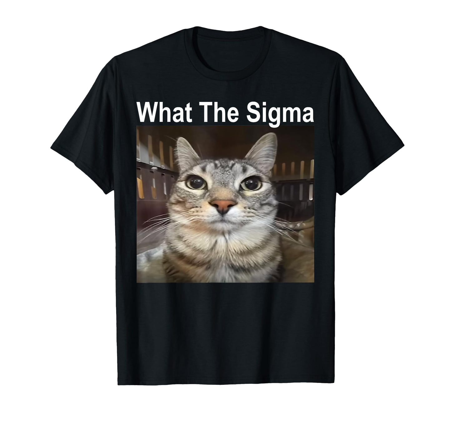 Funny Meme Cat What The Sigma Cute Cat Meme Quote T-Shirt for Men Women Kids