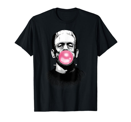 Funny Frankenstein Monster Blowing a Bubble Gum Halloween T-Shirt
