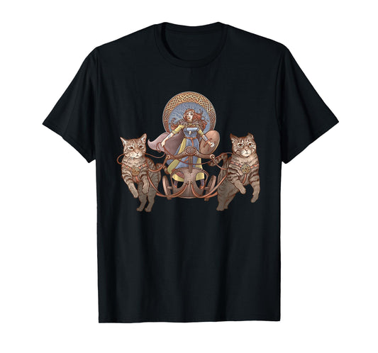 Freya Driving Her Cat Chariot T-Shirt