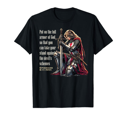 Templar Women Knight Christian Bible Verse Saying Lord T-Shirt