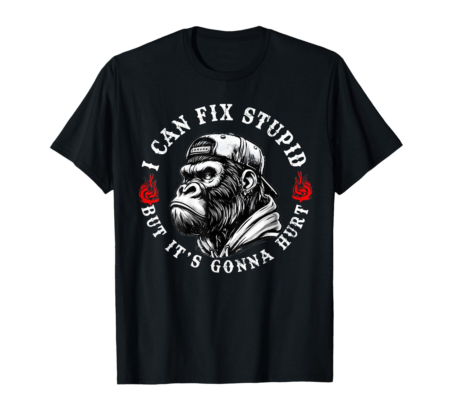 I Can Fix Stupid But It's Gonna Hurt Monkey Vintage Funny T-Shirt