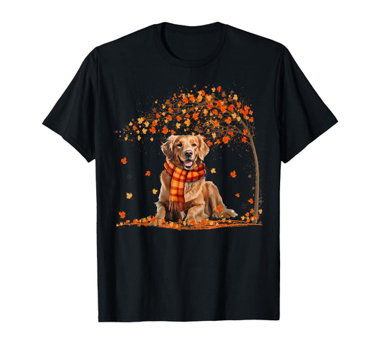 Golden Retrievers Hello Autumn Leaf Fall For Dog Lover T-Shirt