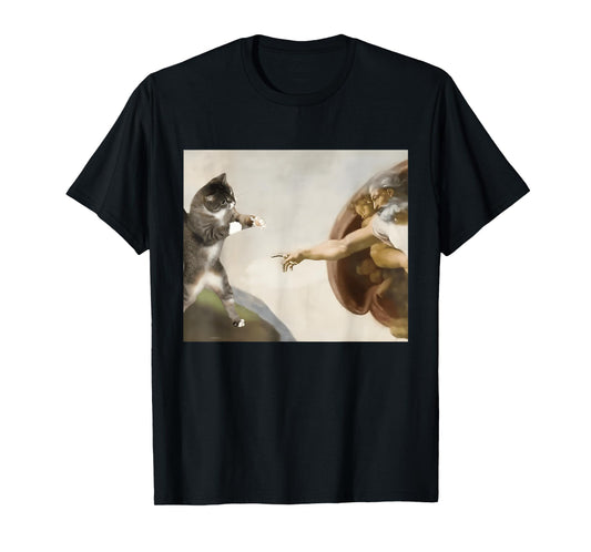 Funny Cat God Meme Inspired by Creation of Adam T-Shirt