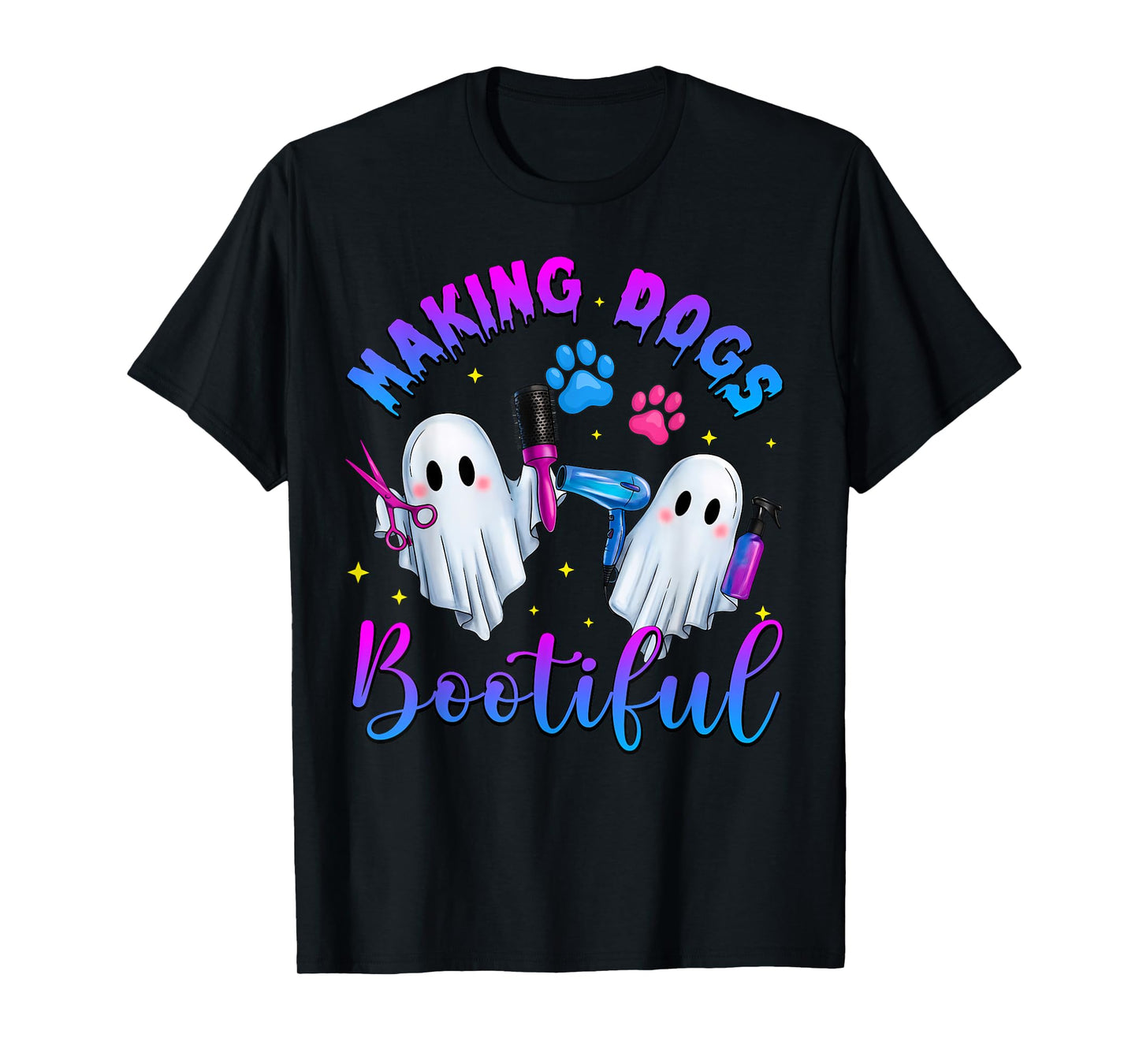 Making Dogs Bootiful Ghost Pet Groomer Halloween Men Women T-Shirt