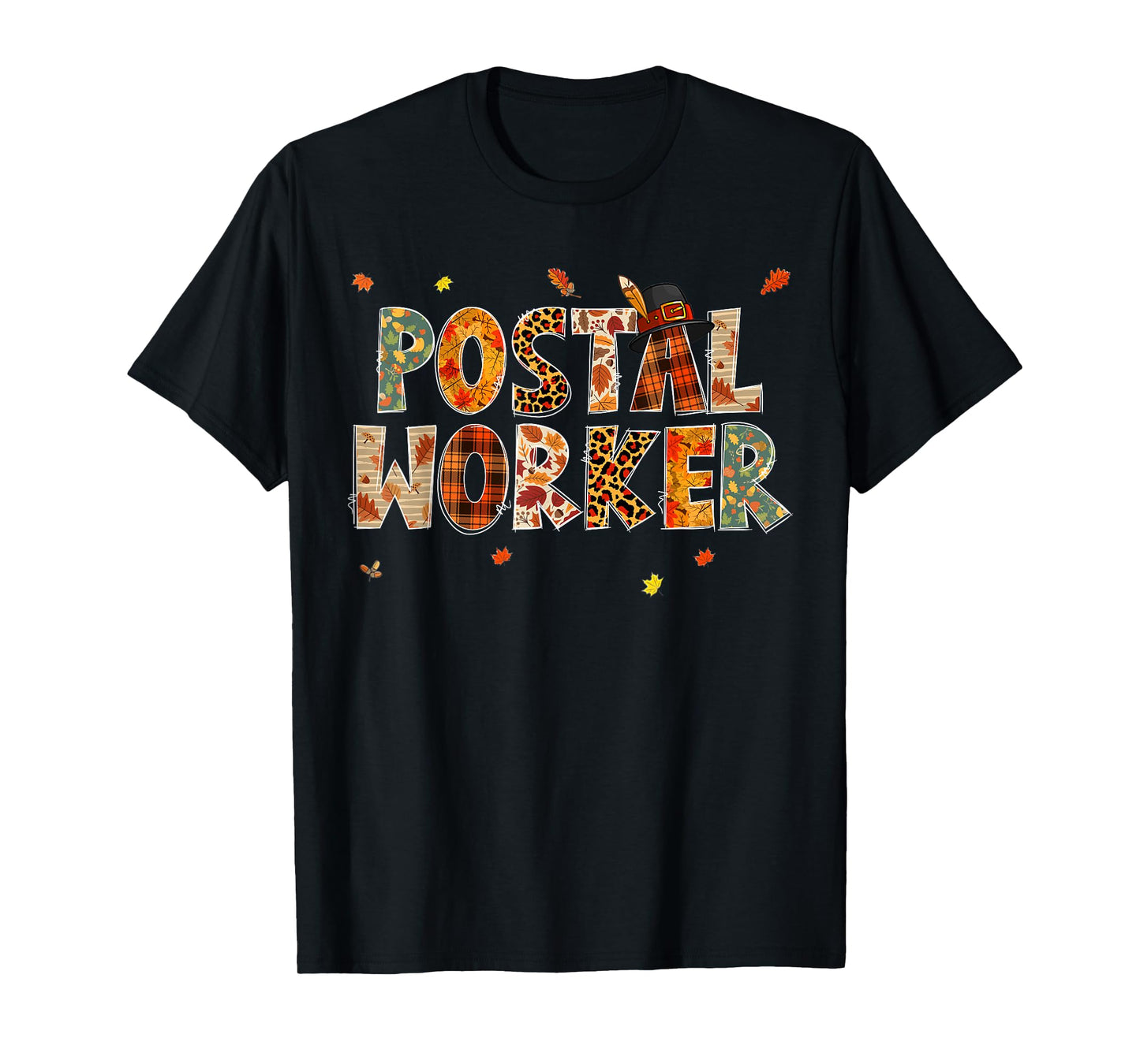 Funny Postal Worker Pumpkin Autumn Tree Fall Leaves T-Shirt
