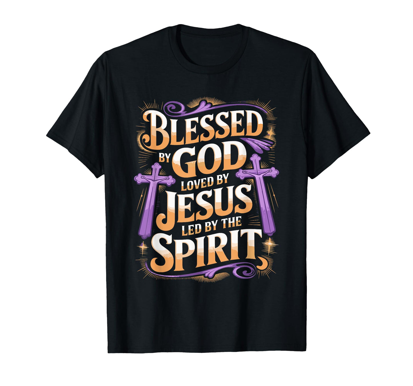 Purple Floral Cross Faith Affirmations for Christians T-Shirt