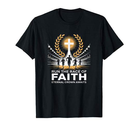 Run The Race of Faith Eternal Crown Christian T-Shirt