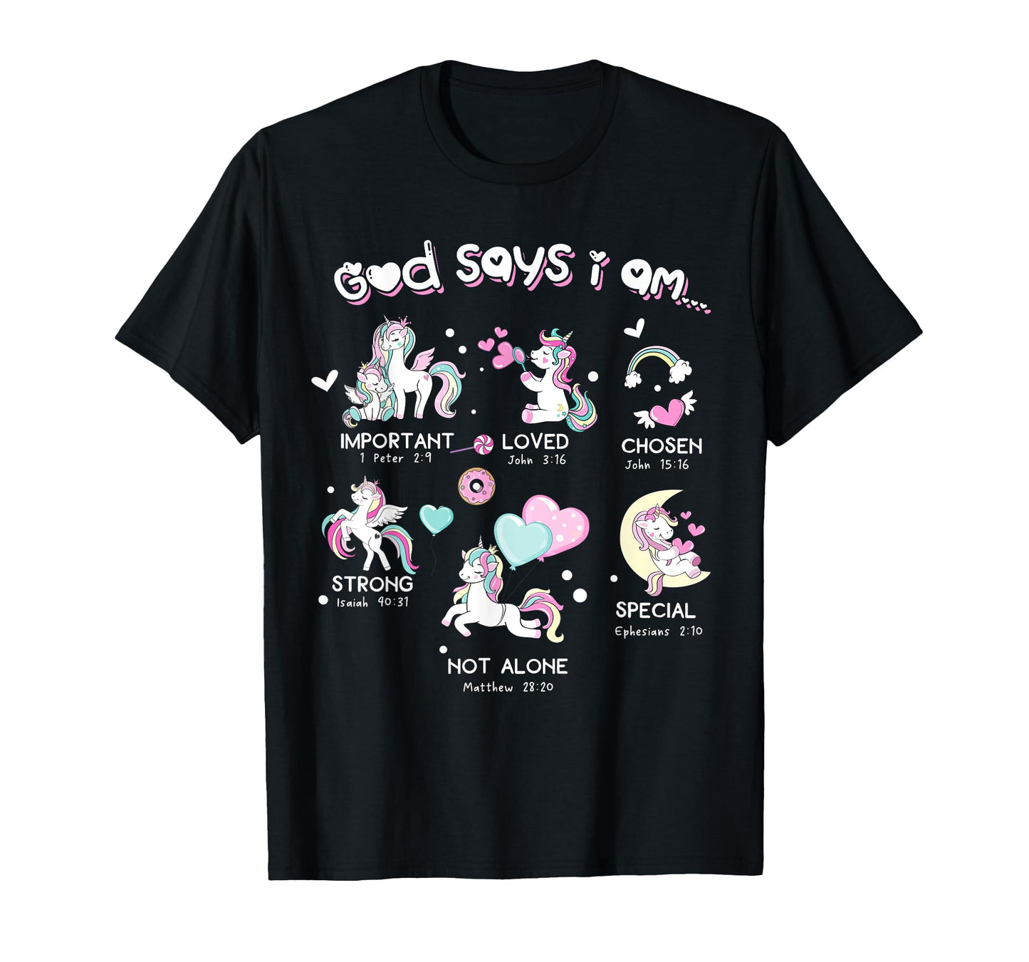 God Says I'm Cute Funny Unicorn Christian Girl Bible Lover T-Shirt