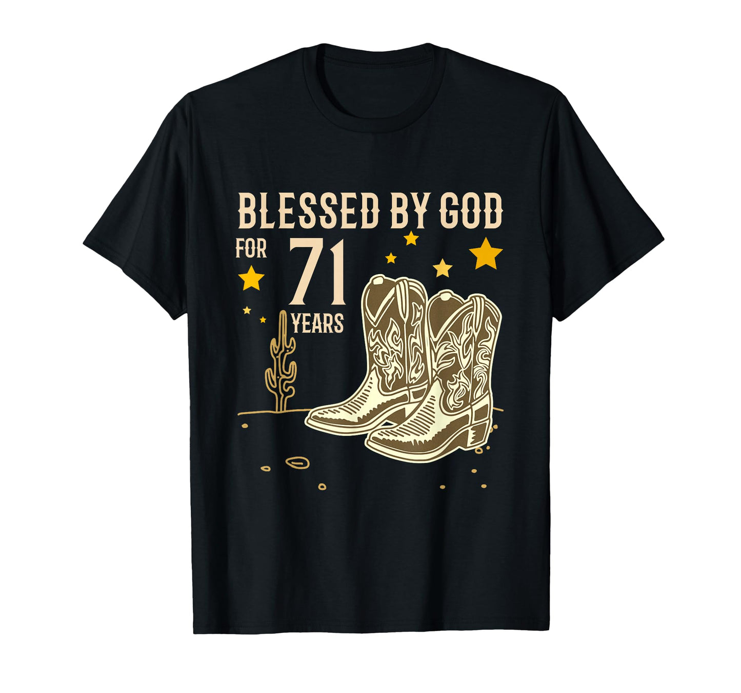 Vintage Blessed by God for 71 Years Cowboy 71st Birthday Men T-Shirt