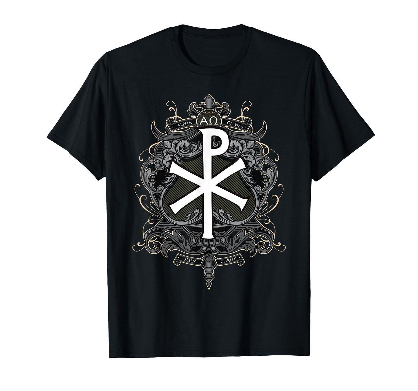 Christogram Jesus Christ Symbol Chi Ro Alpha Omega Catholic T-Shirt