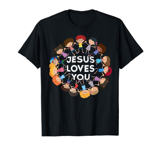 Jesus Loves You Christian Kids Tee Jesus Christ Bible Lover T-Shirt