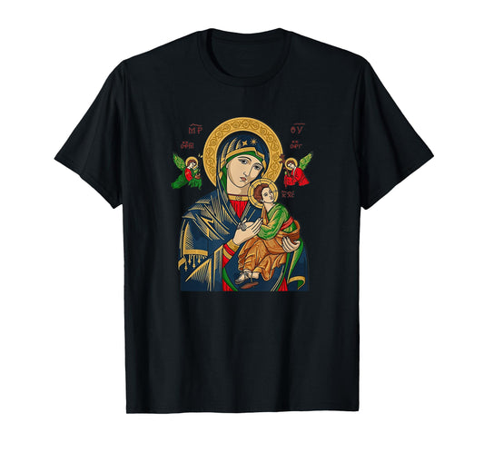 Our Lady of Perpetual Help Blessed Mother Mary Catholic T-Shirt