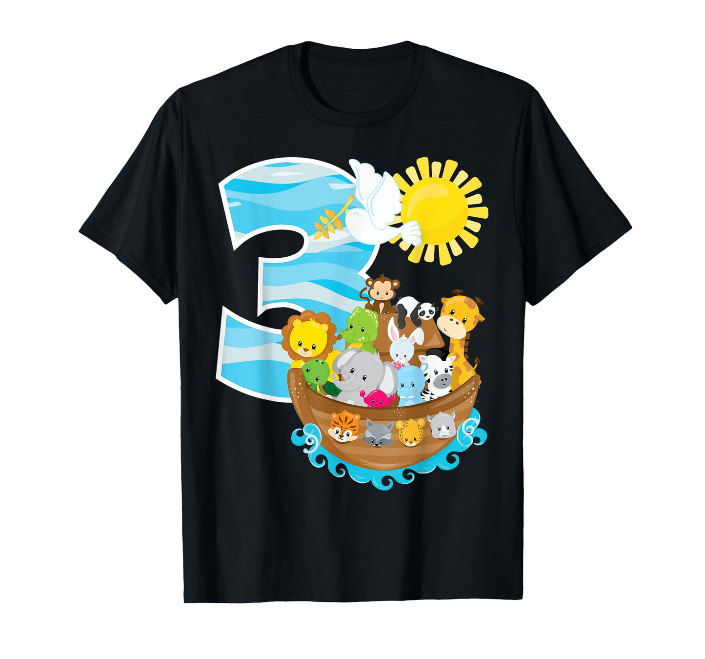 Noah's Ark Birthday Party 3rd Birthday 3 Year Old Toddler T-Shirt