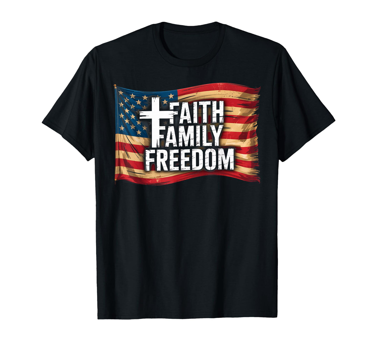 American Flag Faith Family Freedom Christian T-Shirt