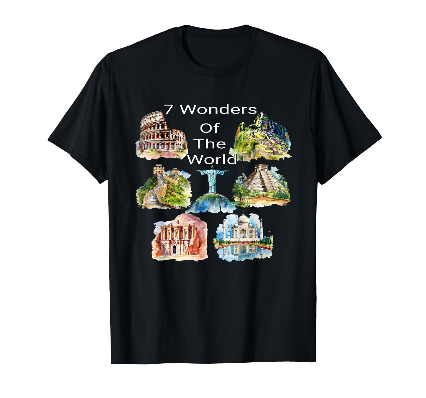 7 Wonders of the World - Travel Enthusiast Design T-Shirt
