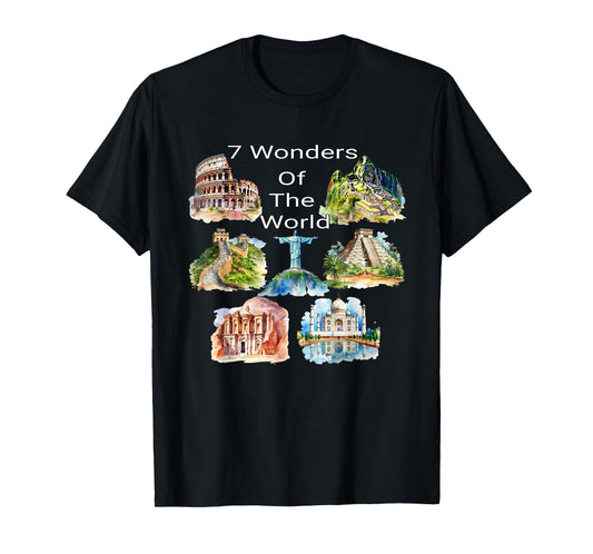 7 Wonders of the World - Travel Enthusiast Design T-Shirt