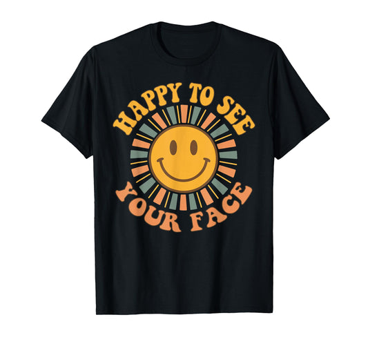Happy To See Your Face Retro Happy Teacher Back To School T-Shirt