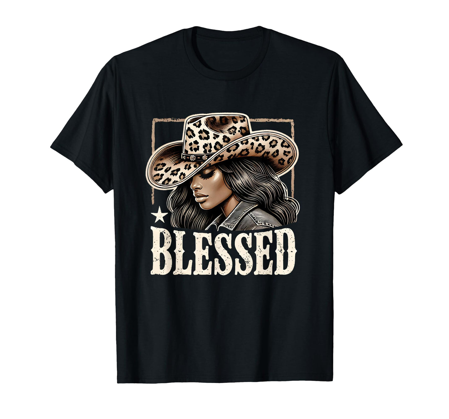 Vintage Retro Black Western Cowgirl African Christian T-Shirt