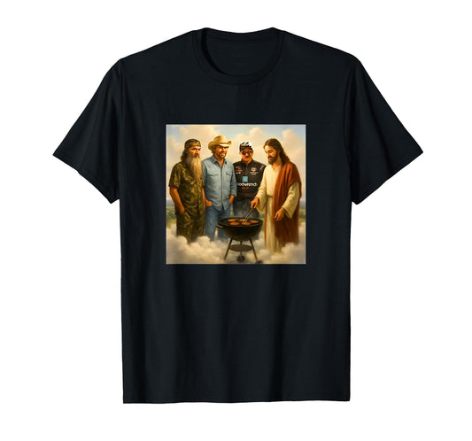 The Real Gang Meet Up In Heaven Phil Funny Meme BBQ T-Shirt
