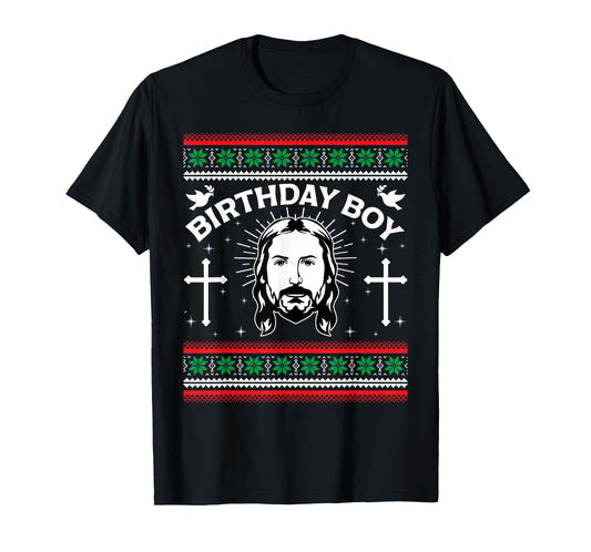 Jesus Birthday Boy Ugly Christmas Funny Christian Religious T-Shirt