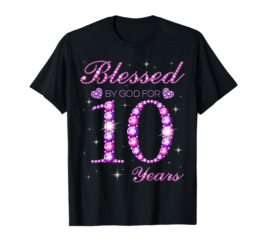 Blessed by God for 10 Years Old 10th Birthday Party T-Shirt