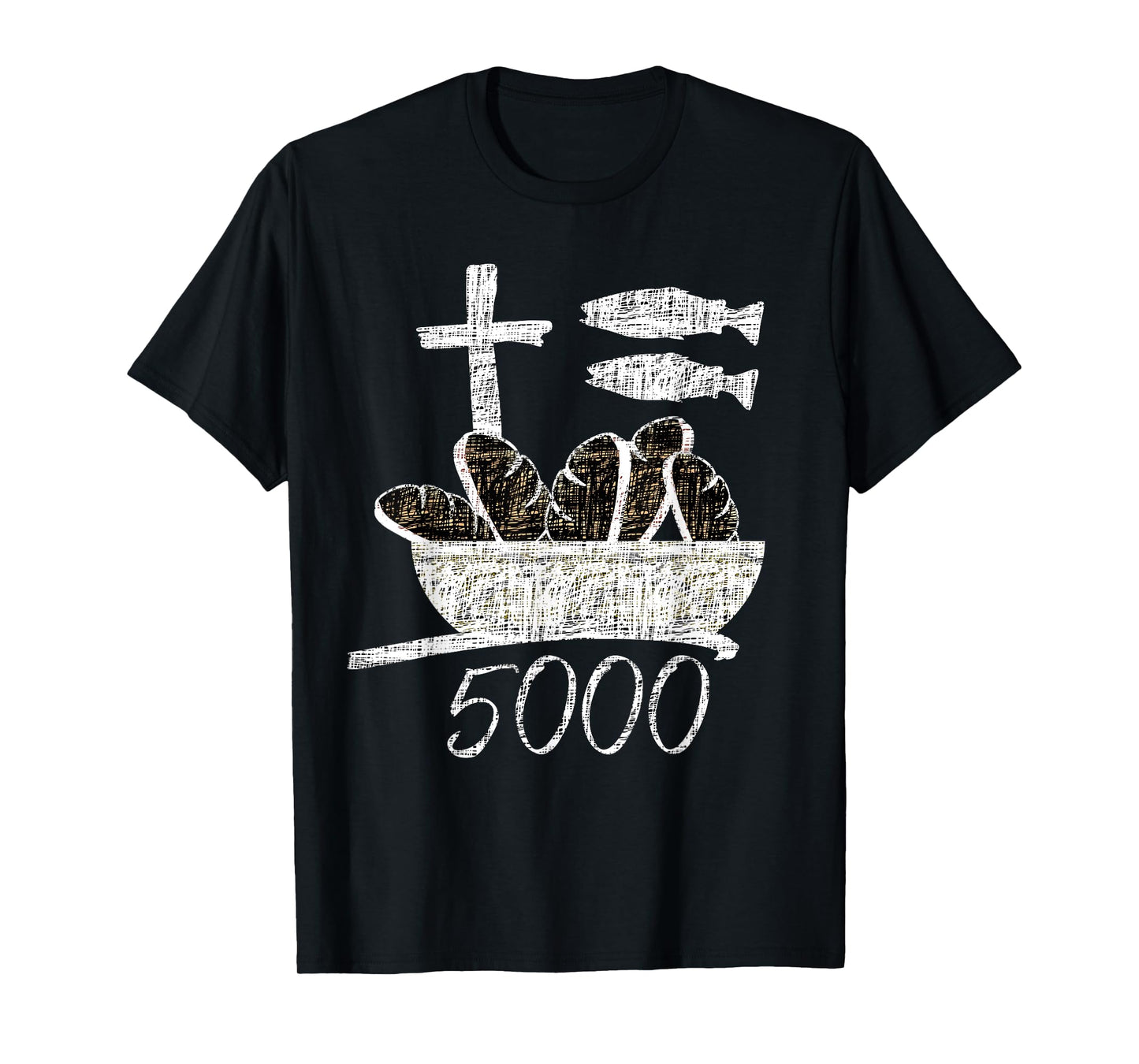 2 Fishes 5 Breads Bible Verses Jesus Feeds 5000 Christians T-Shirt