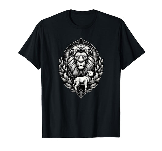 Christian Clothing Lion And Lamb Symbol Of Strength And T-Shirt