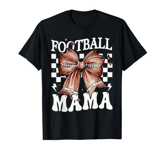Coquette Bow American Football Mama Thanksgiving Autumn Fall T-Shirt