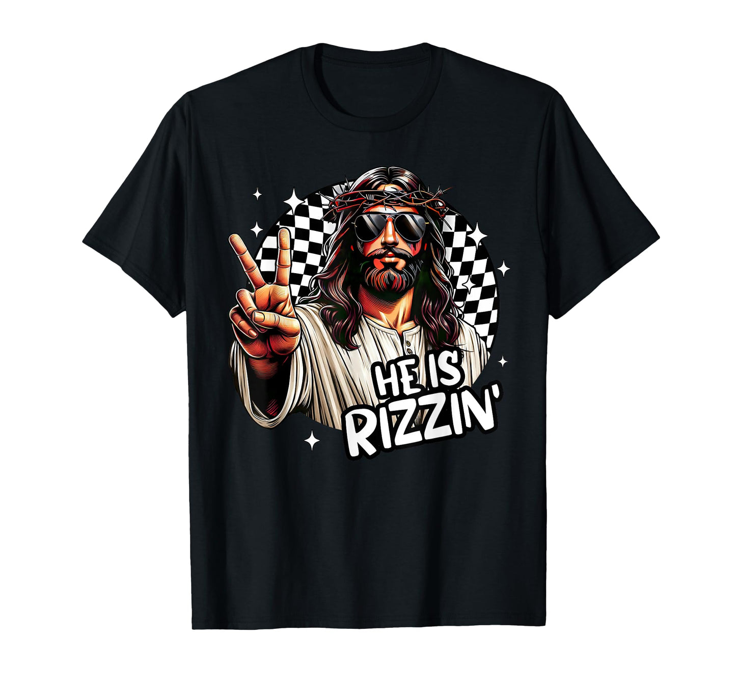 He Is Rizzin' Jesus Christian Happy Easter Hunt Eggs Funny T-Shirt