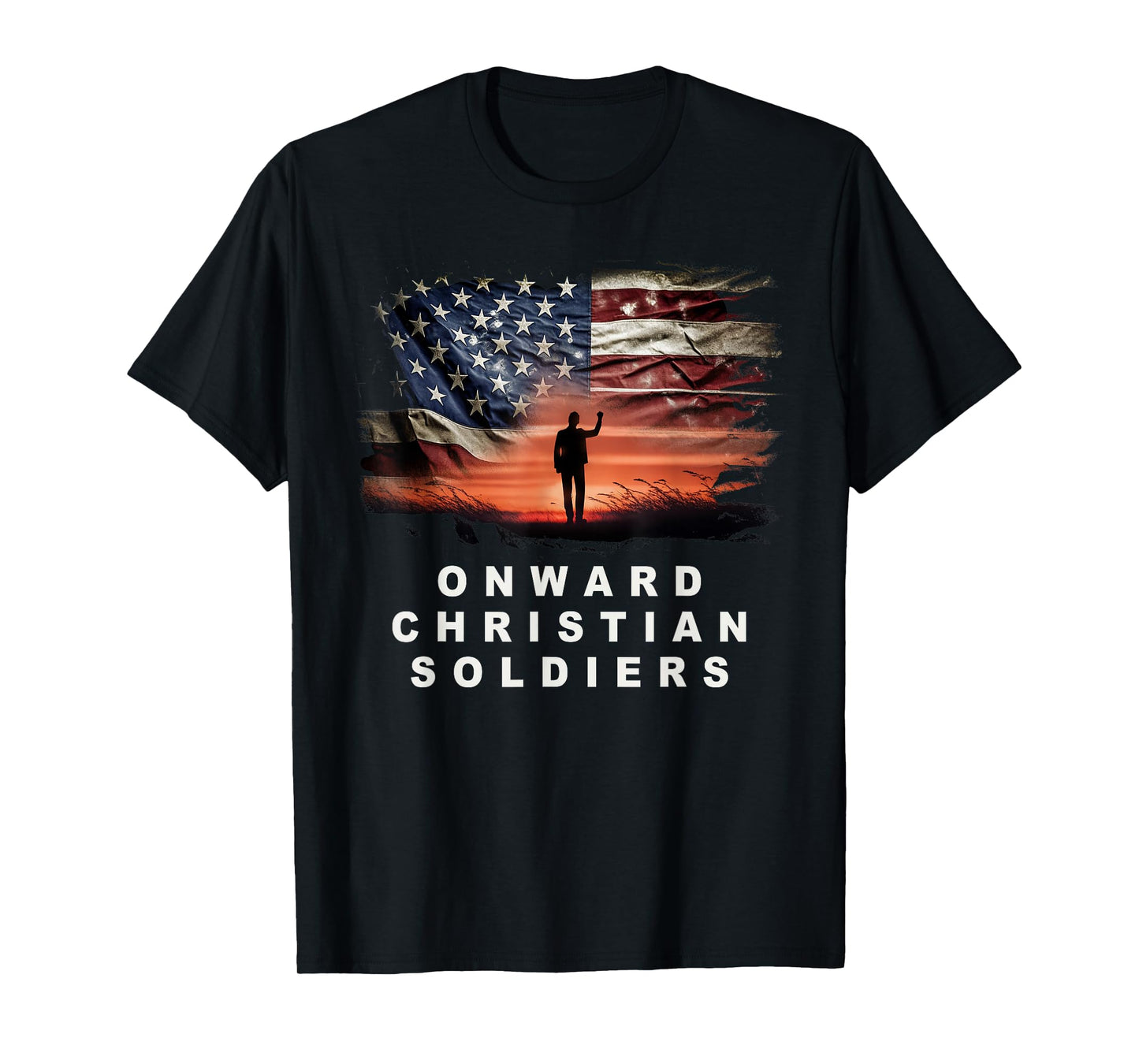 Onward Christian Soldiers – Faith Vintage Flag USA Graphic T-Shirt