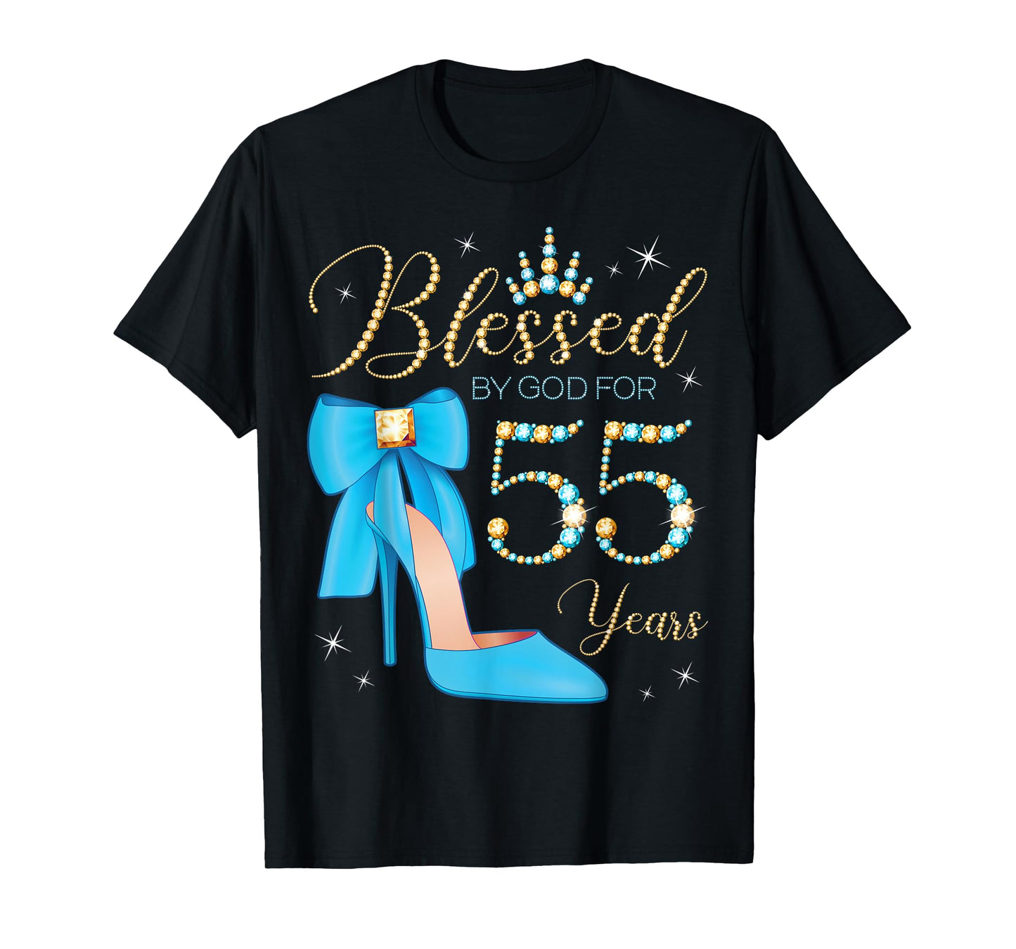 Blessed By God For 55 Years Old 55th Birthday Party Queen T-Shirt