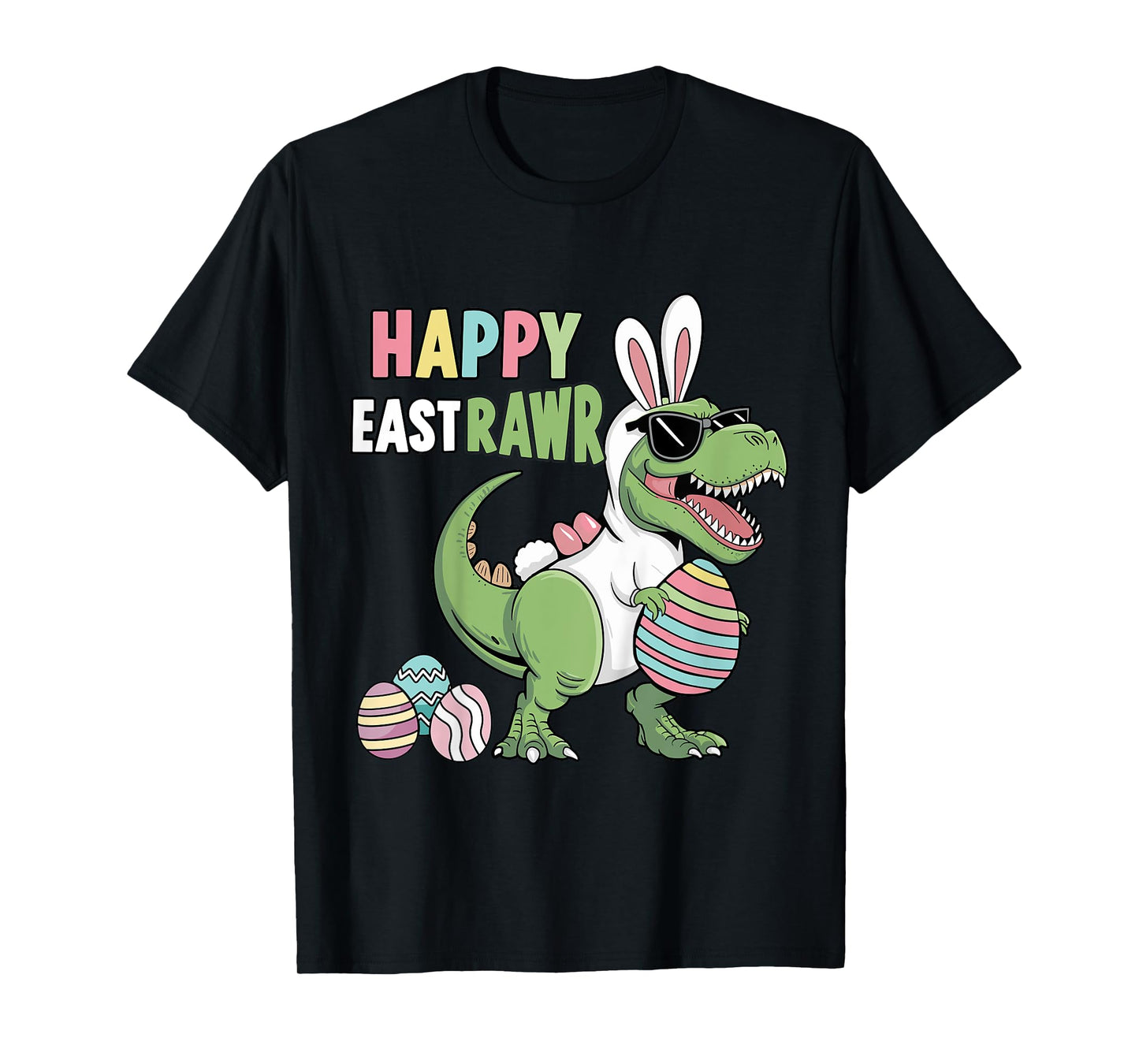 Kids Happy eastrawr with t-rex dinosaur for kids toddler easter T-Shirt