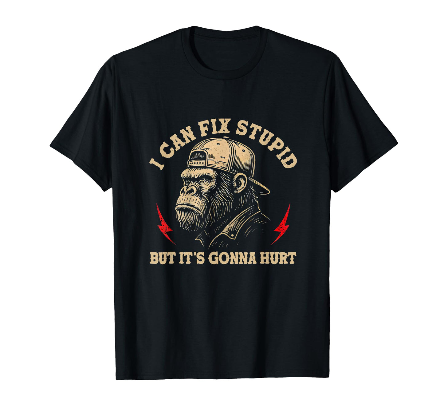 I Can Fix Stupid But It's Gonna Hurt Monkey Vintage Funny T-Shirt