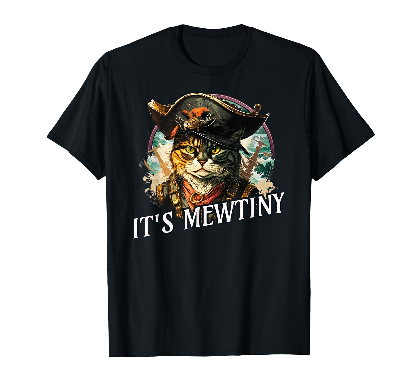 Funny It's Mewtiny Pirate Cat Pun T-Shirt