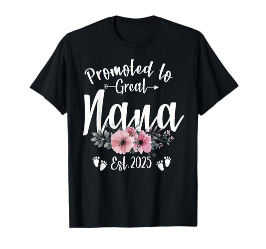 Promoted To Great Nana 2025 Soon To Be Nana Pregnancy T-Shirt
