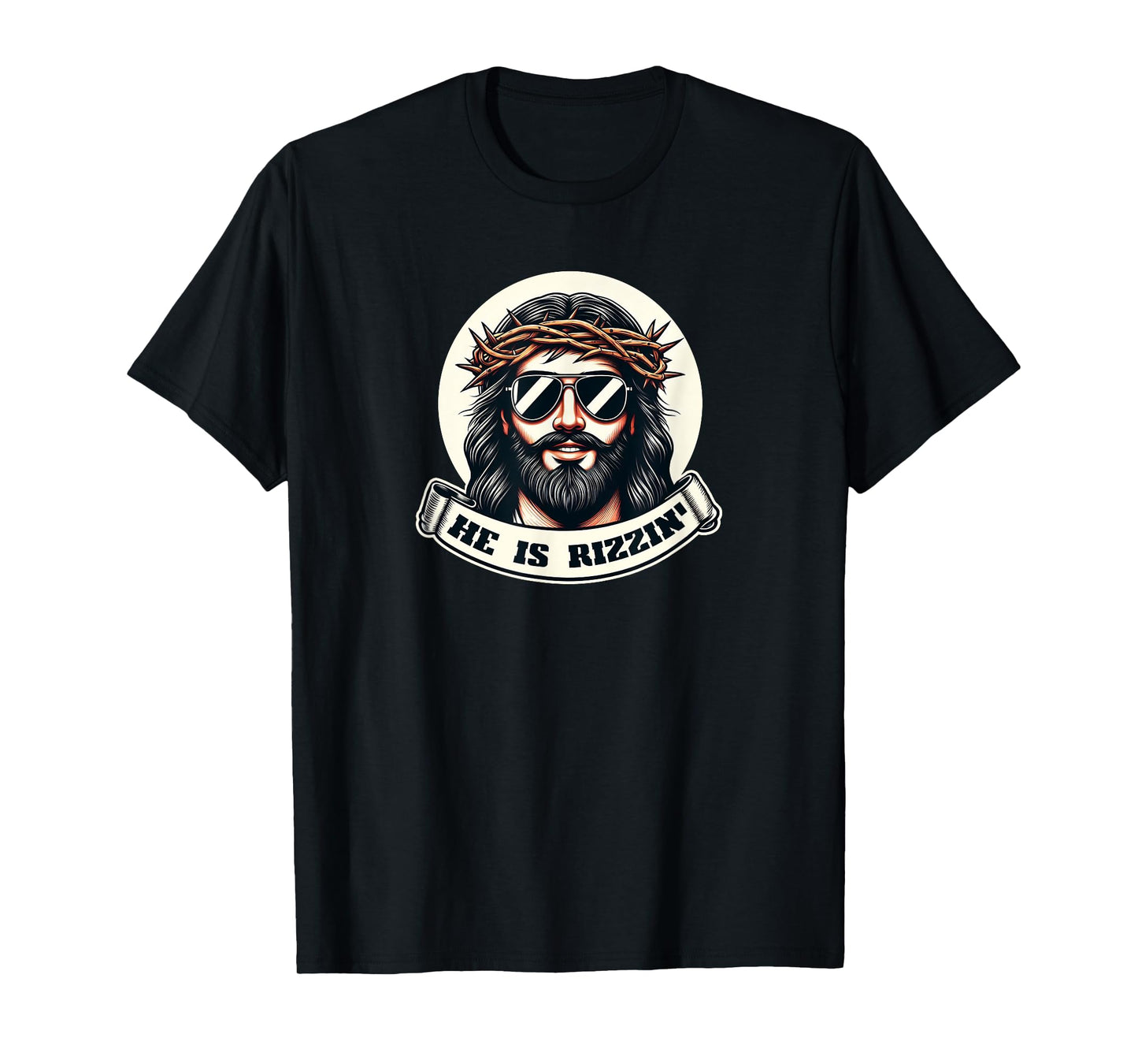 HE IS RIZZIN Funny Jesus Christ Sunglasses Rizz Easter Meme T-Shirt