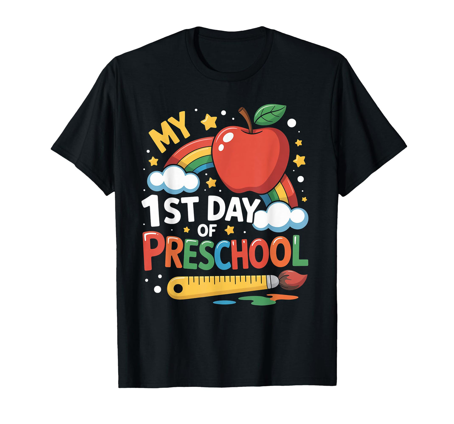 My First Day of Preschool Funny Colorful Rainbow T-Shirt