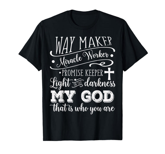Vintage Way Maker Miracle Worker My God Christian Saying T-Shirt