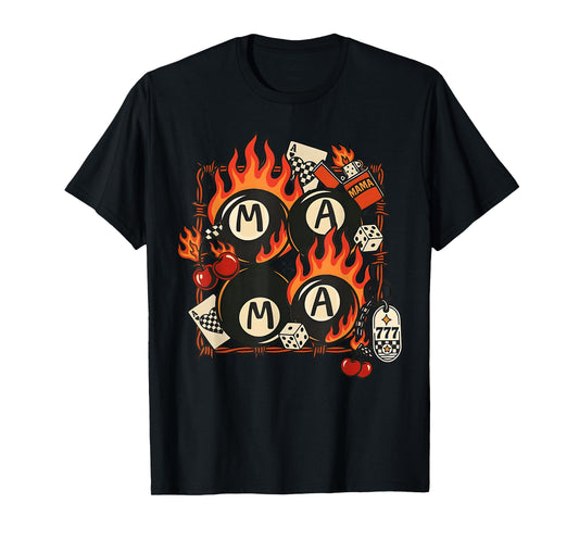 Mama Rockabilly Retro Tattoo Style Flame Dice Cherry T-Shirt