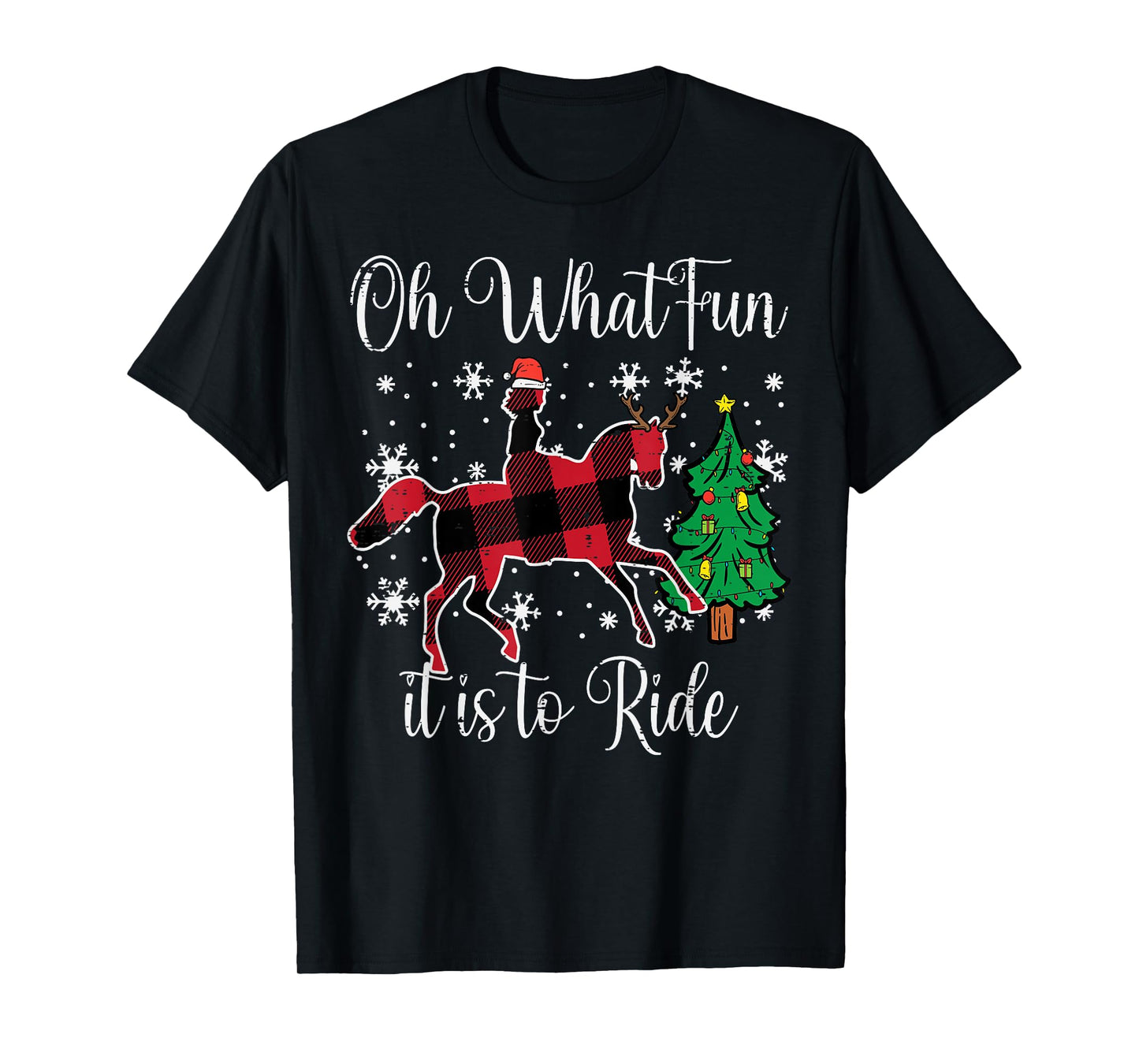 Horse Oh What Fun It Is To Ride Christmas Xmas Girls Women T-Shirt