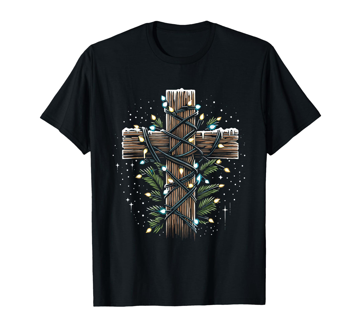 Jesus Cross Crucifix Christmas Lights - Jesus Christ Faith T-Shirt